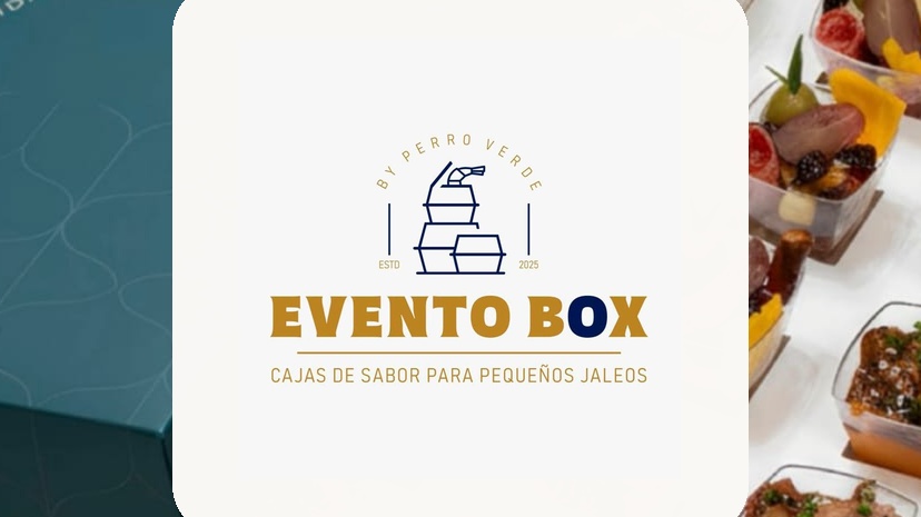 Caja de catering con mini burgers, croquetas y postres listos para servir en Huelva